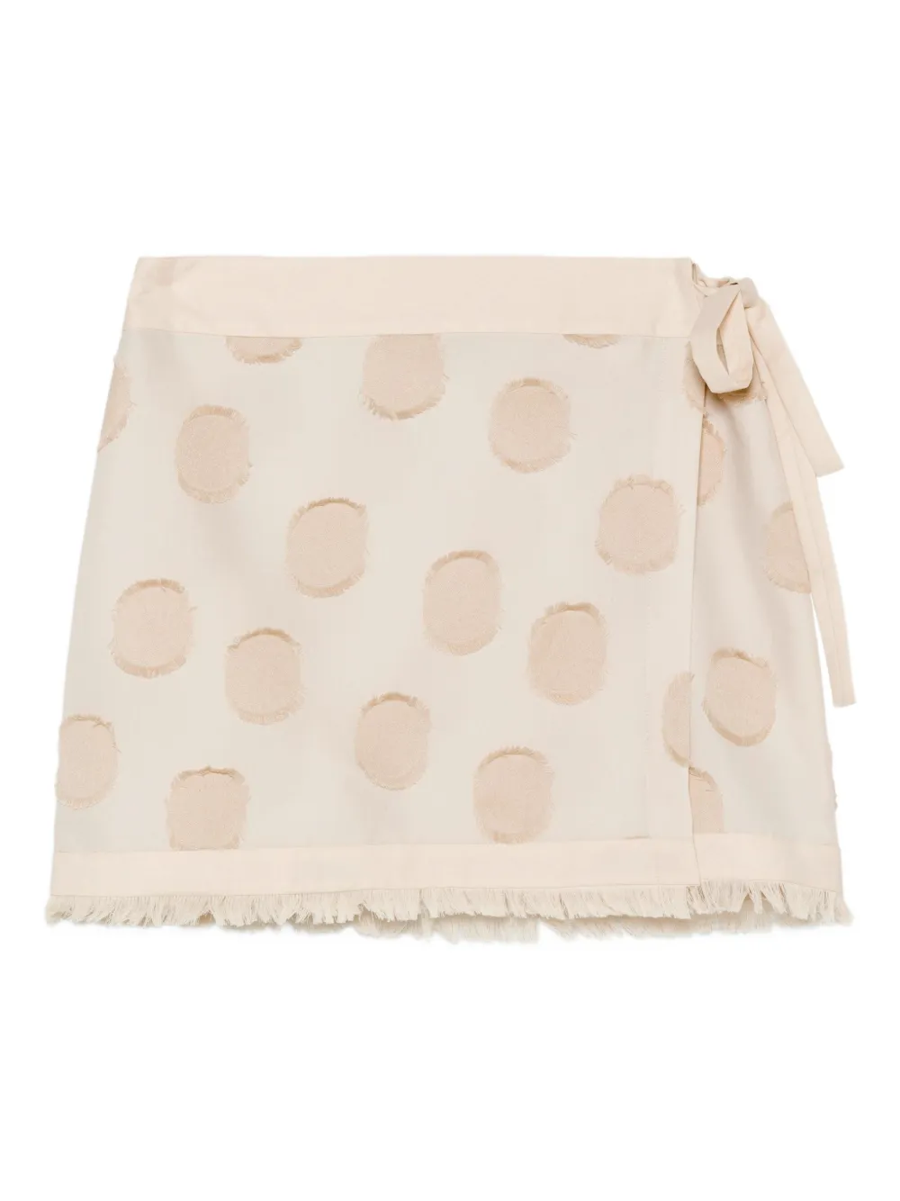 Simkhai Bethany Polka-dot Fringed Mini Skirt In Neutral