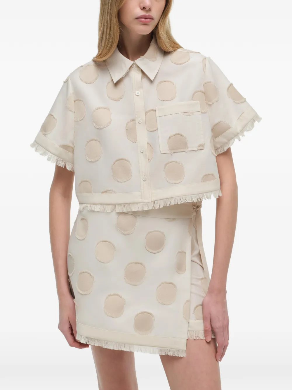 Bethany Polka-Dot Fringed Mini Skirt