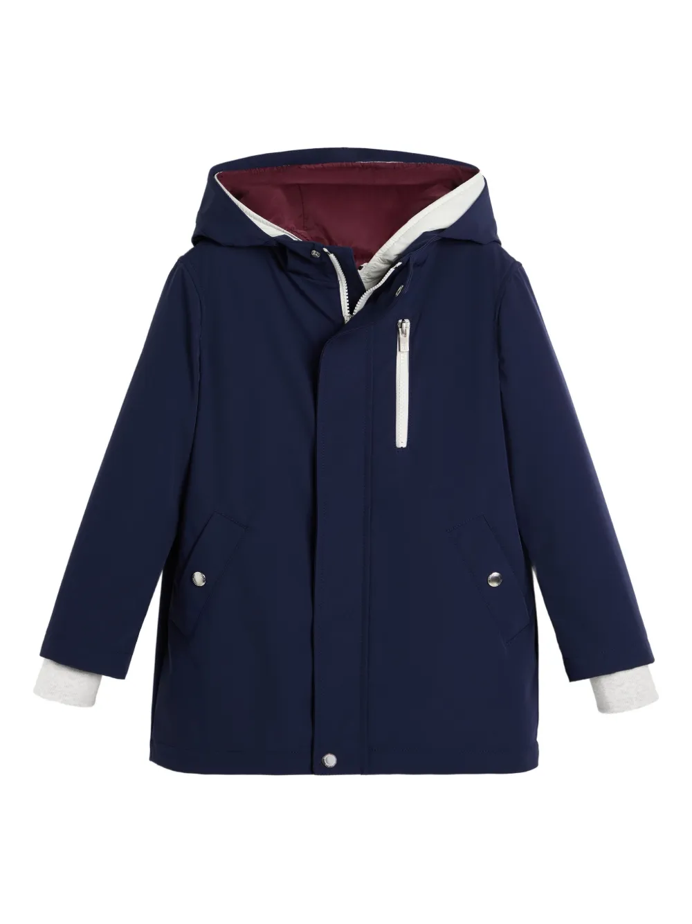 Brunello Cucinelli Kids logo-patch 3-in-1 parka Blauw