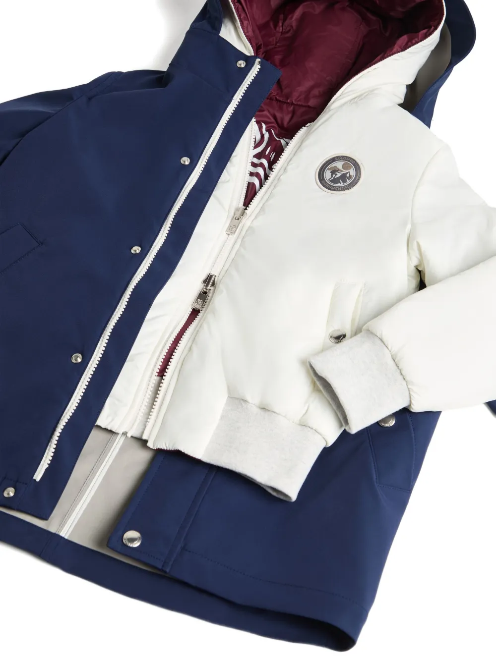 Brunello Cucinelli Kids logo-patch 3-in-1 parka Blauw