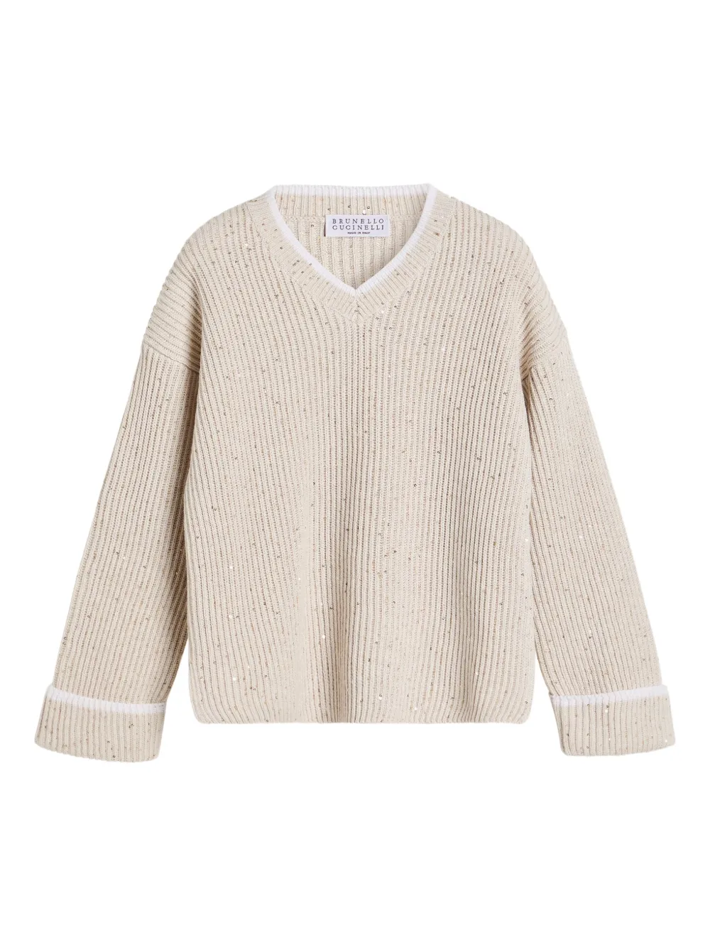 Brunello Cucinelli Kids speckle-knit sweater Beige