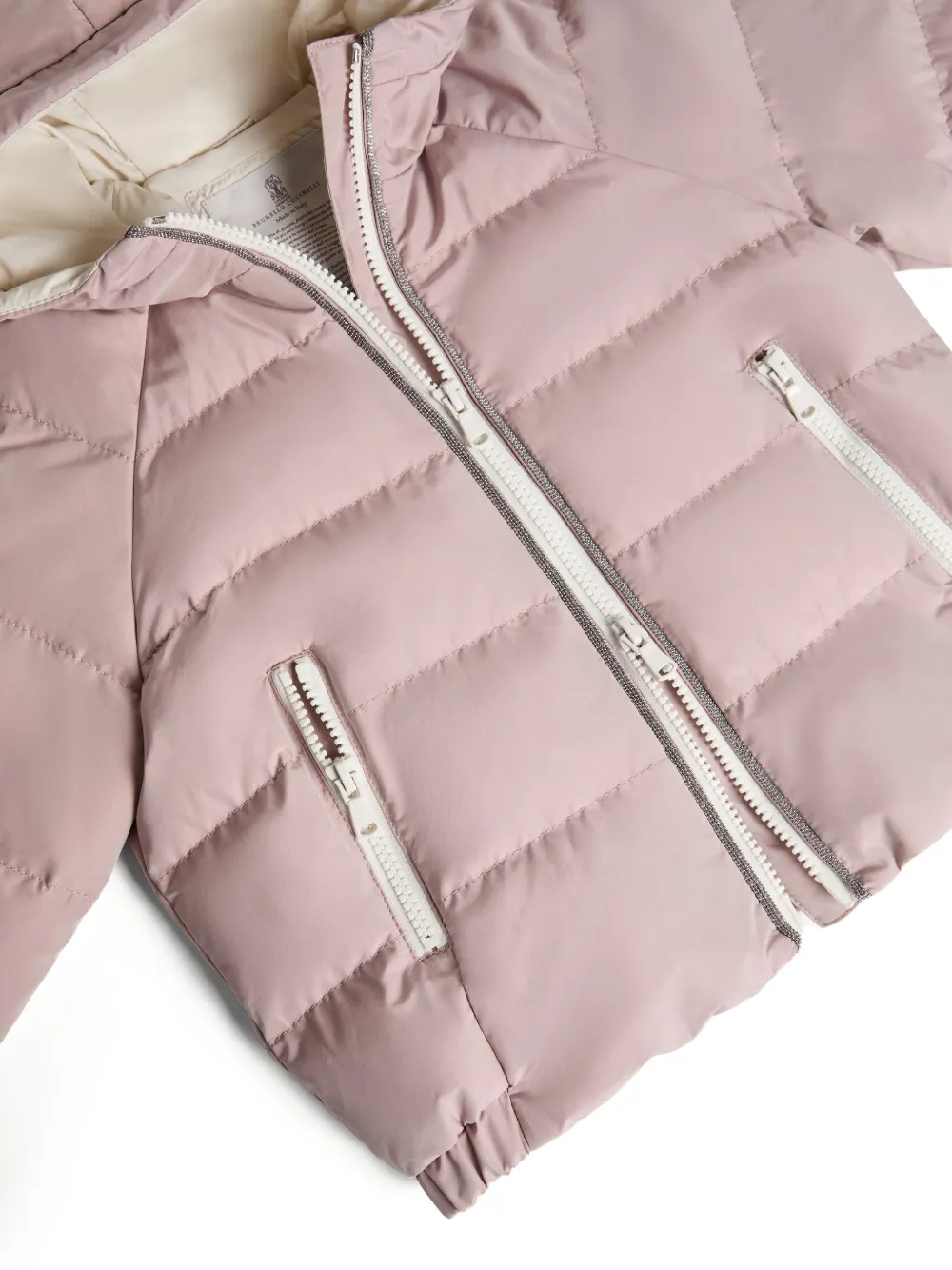 Brunello Cucinelli Kids water-resistant puffer jacket Roze