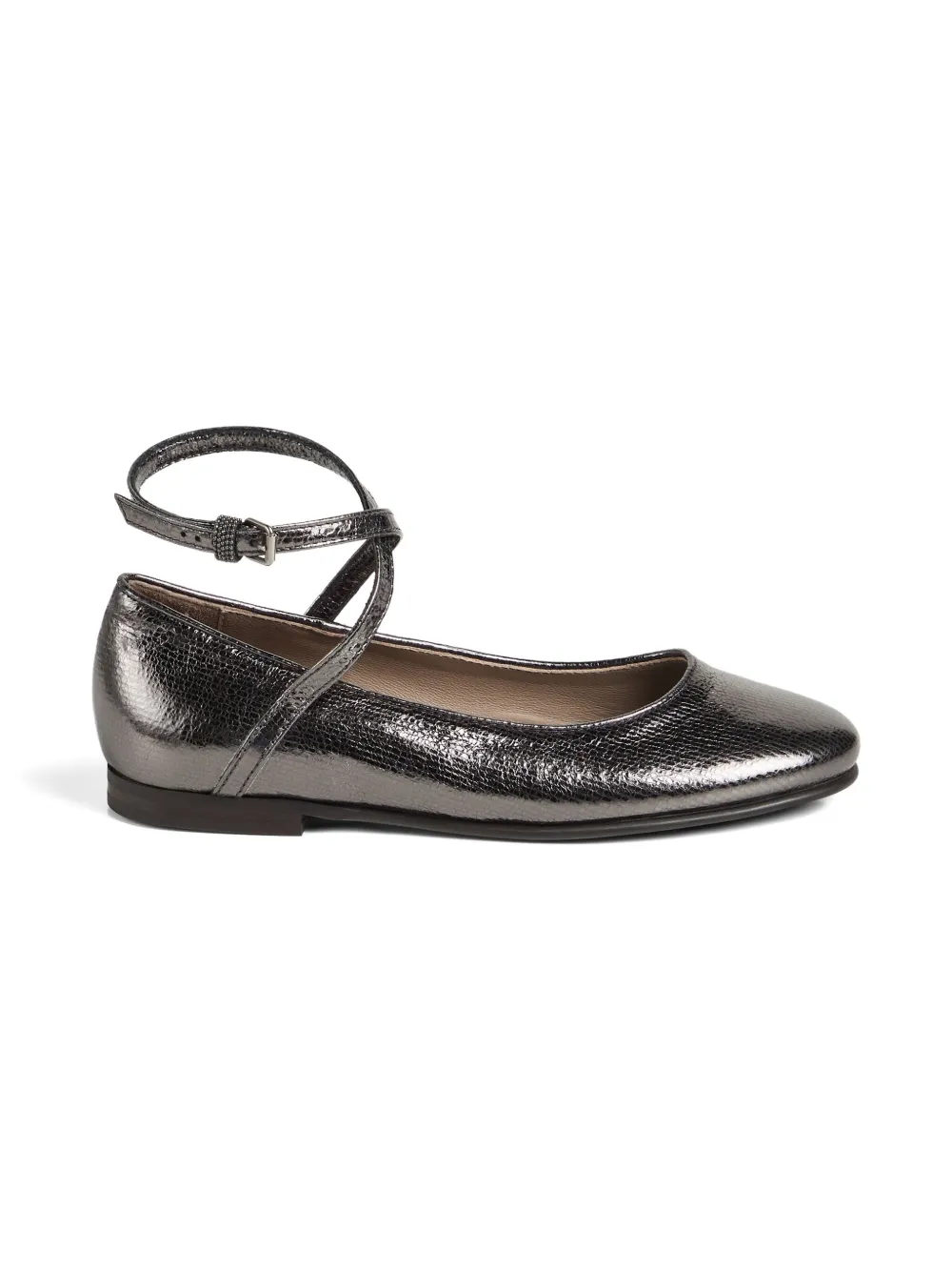 Brunello Cucinelli Kids leather ballerina flats Grey