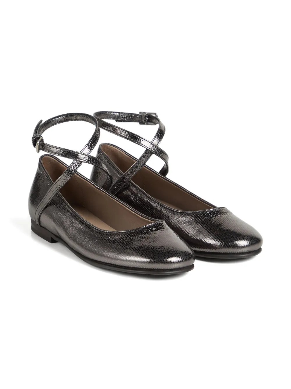 Brunello Cucinelli Kids leather ballerina flats Grey