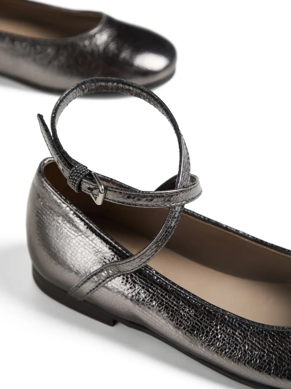 Brunello Cucinelli Kids leather ballerina flats Grey