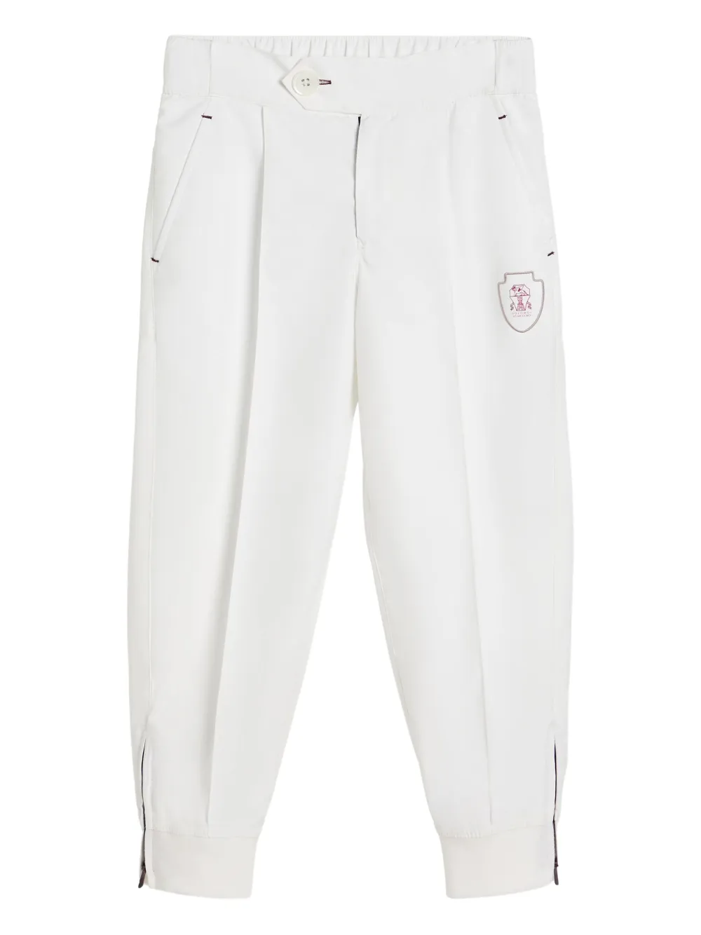 Brunello Cucinelli Kids logo-patch trousers | White | Image 1