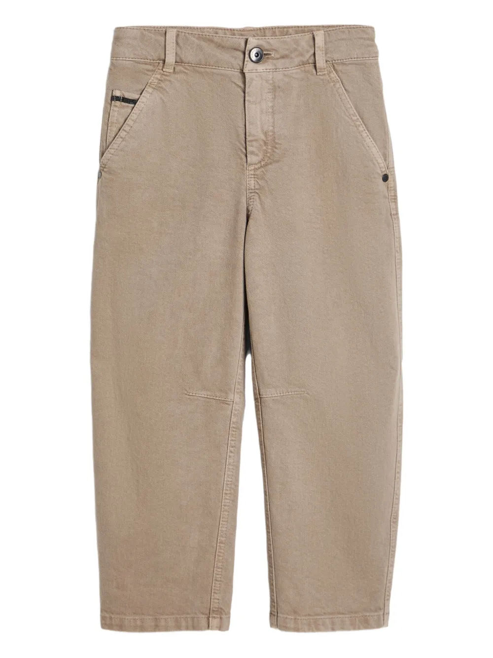 Brunello Cucinelli Kids logo-patch trousers Beige