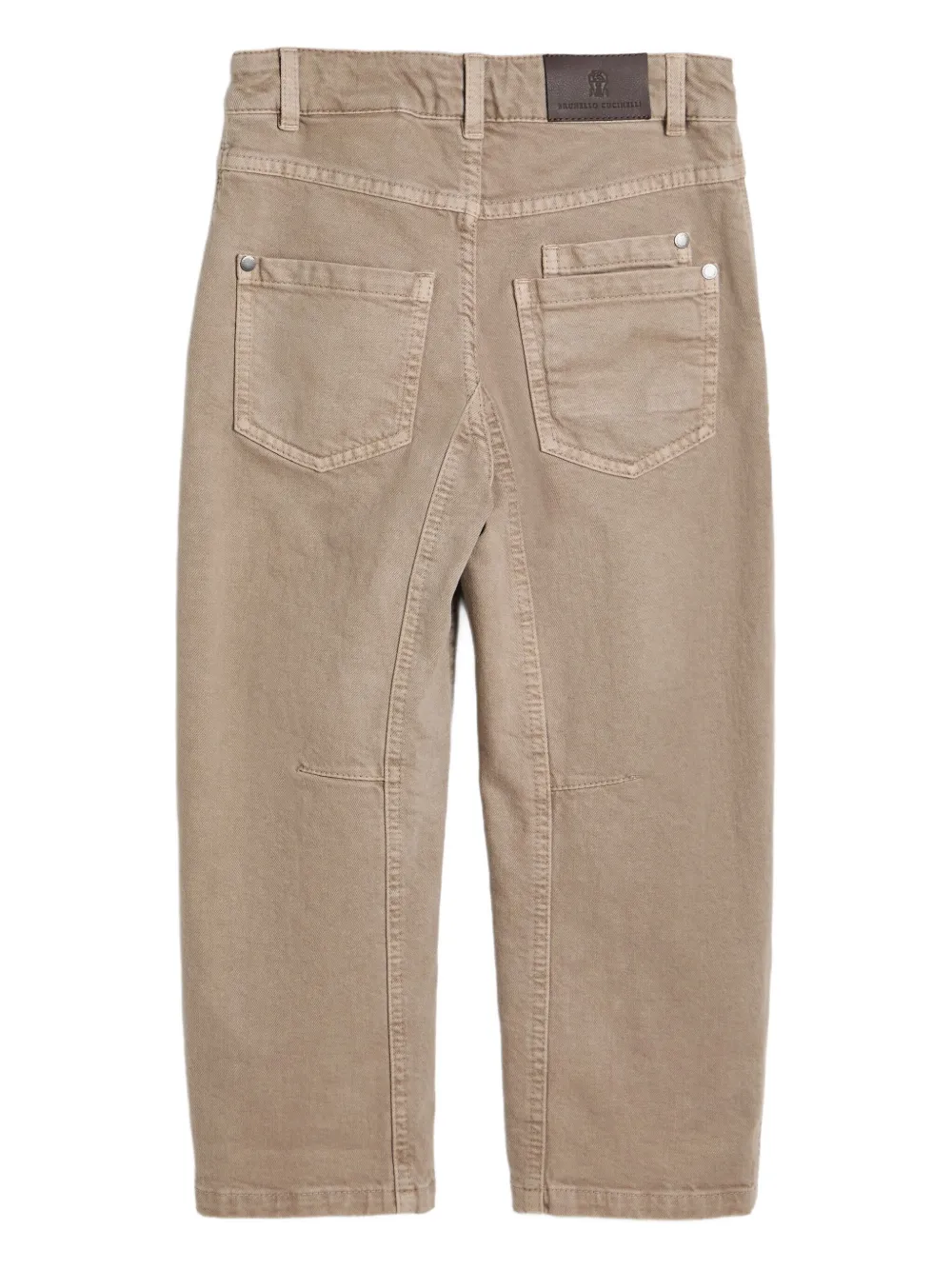 Brunello Cucinelli Kids logo-patch trousers Beige