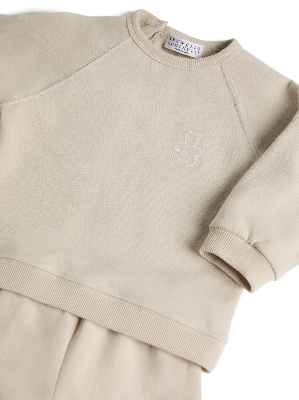 Brunello Cucinelli Kids logo-embroidered cotton babygrow set Beige