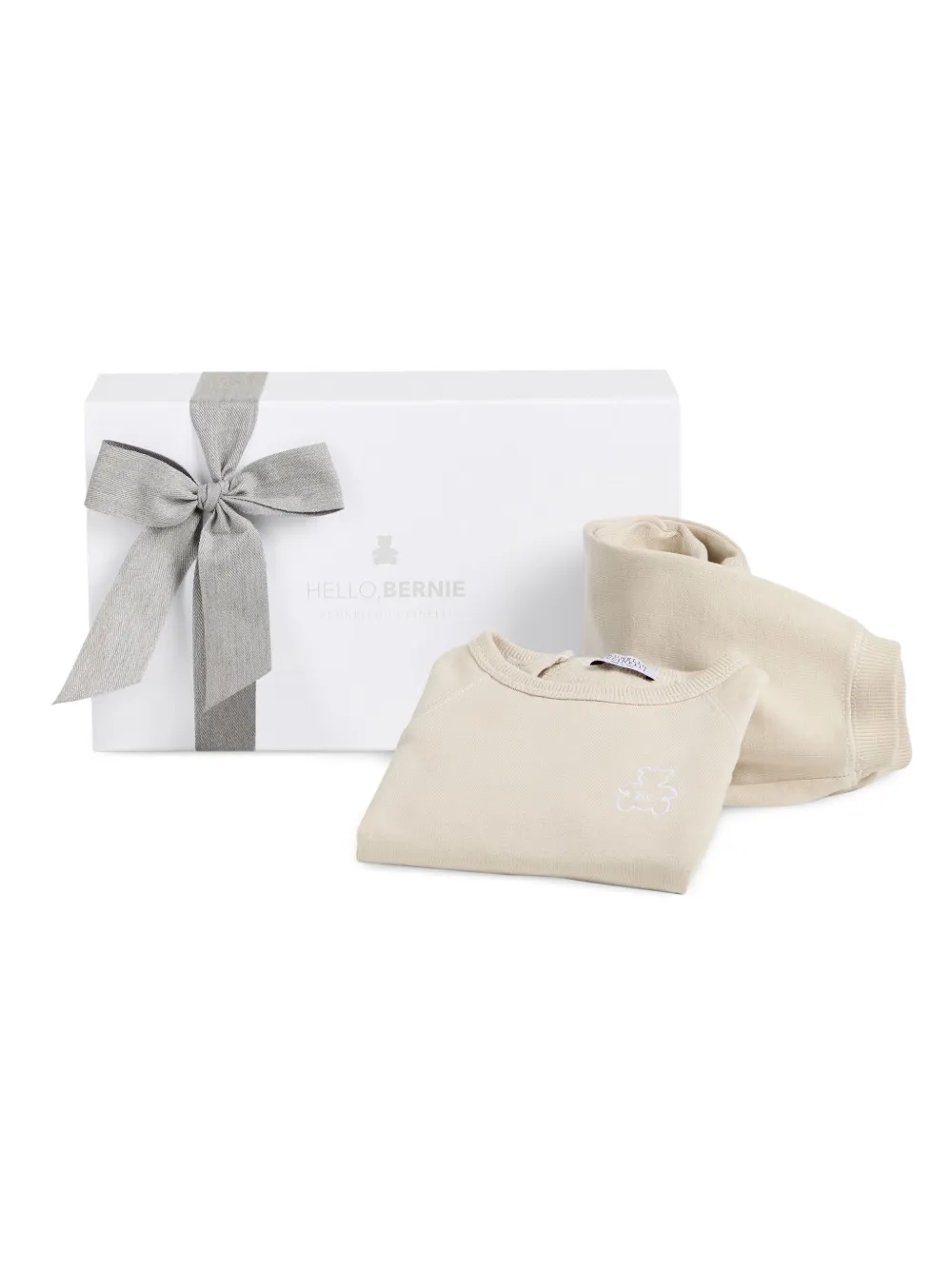 Brunello Cucinelli Kids logo-embroidered cotton babygrow set Beige