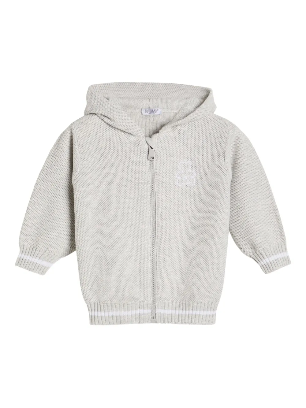 Brunello Cucinelli Kids Hooded zip-up sweatshirt Grijs