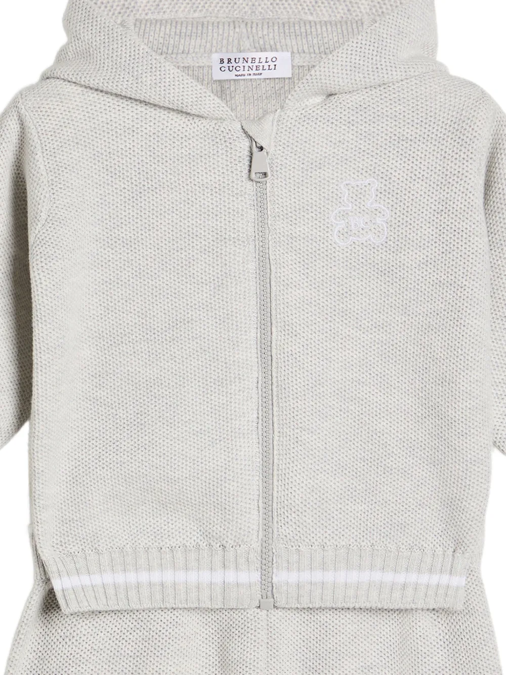 Brunello Cucinelli Kids Hooded zip-up sweatshirt Grijs