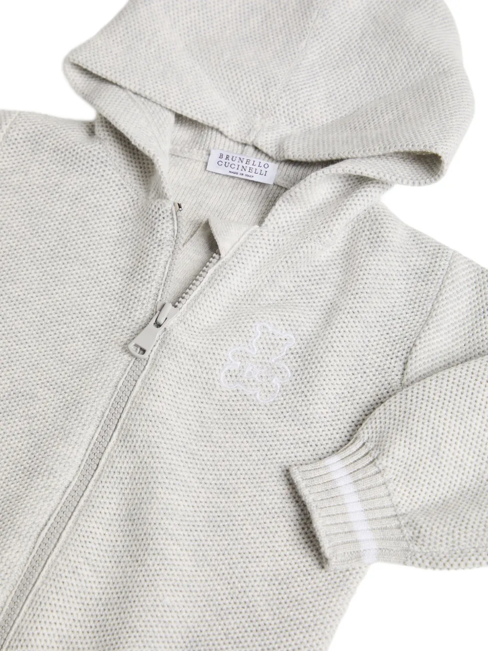 Brunello Cucinelli Kids Hooded zip-up sweatshirt Grijs