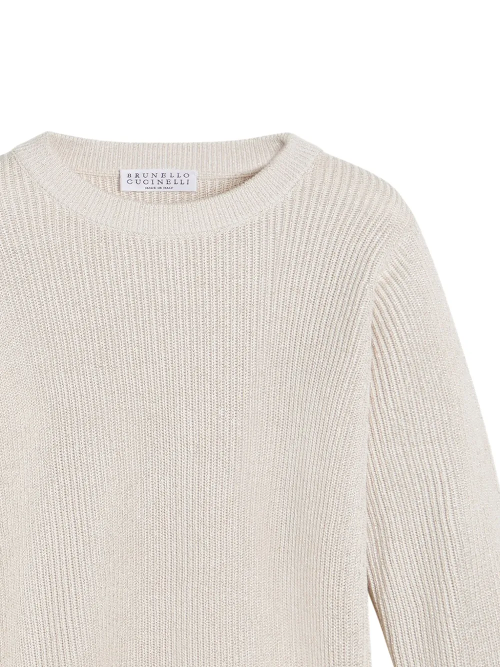 Brunello Cucinelli Kids lurex-detail jumper Beige