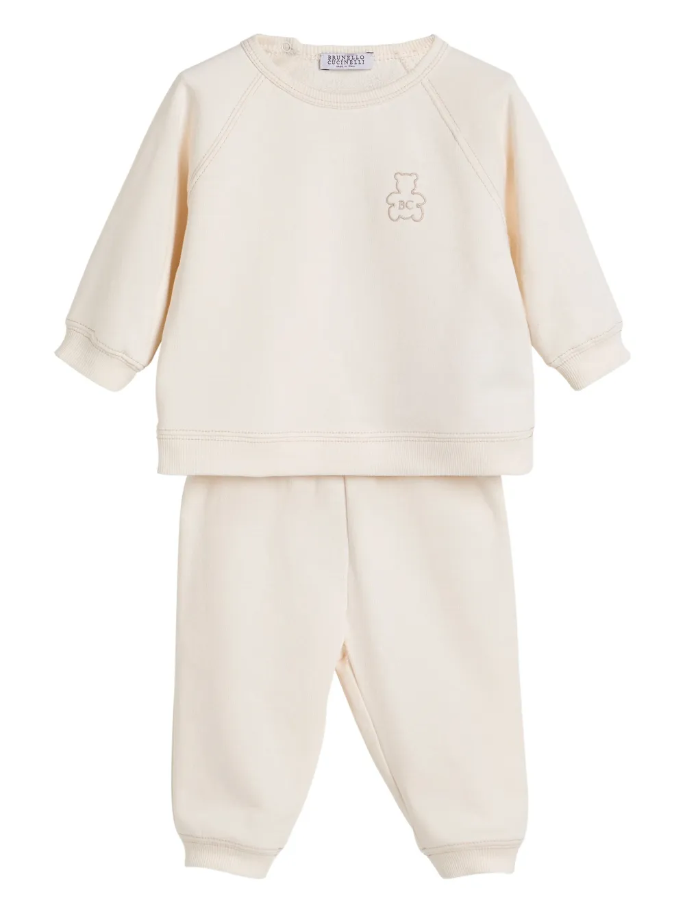 Brunello Cucinelli Kids cotton babygrow set Beige