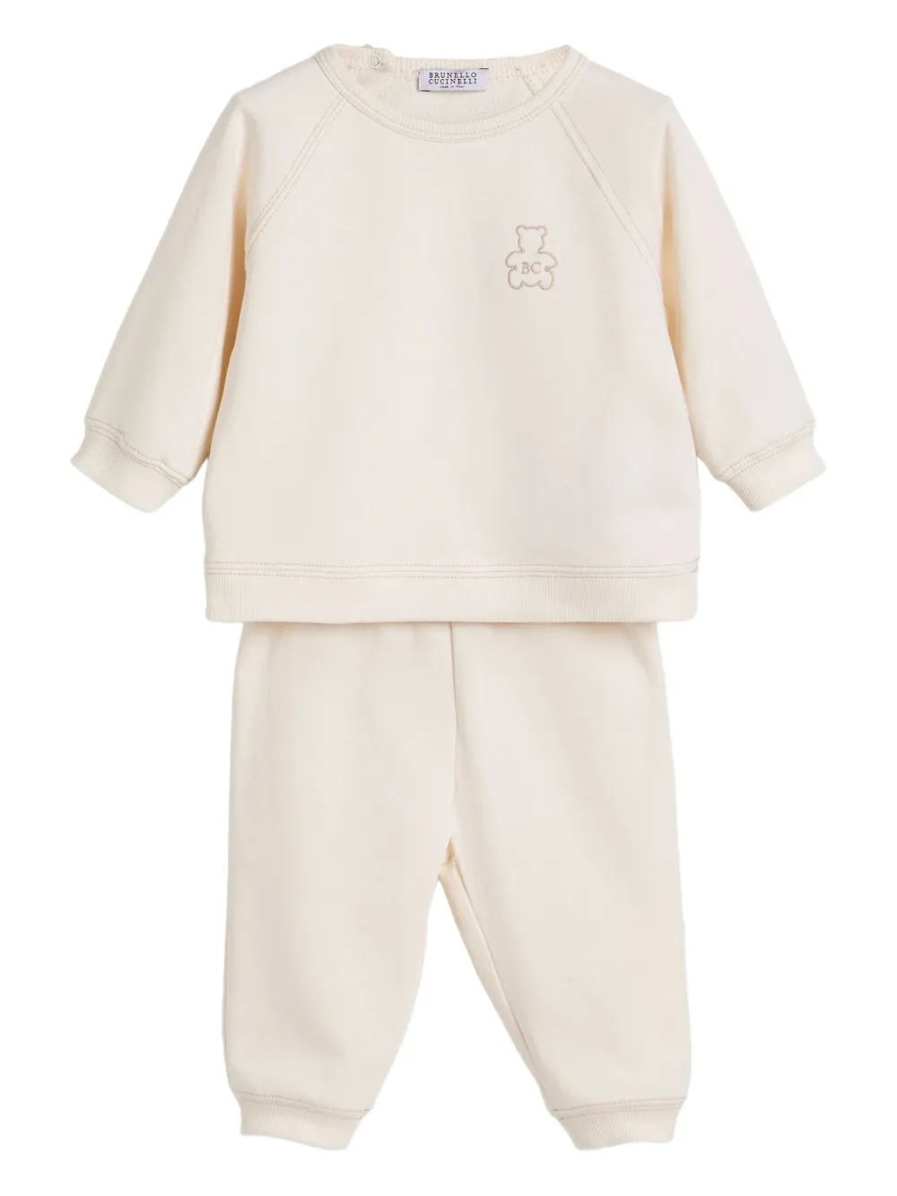 Brunello Cucinelli Kids cotton babygrow set Beige