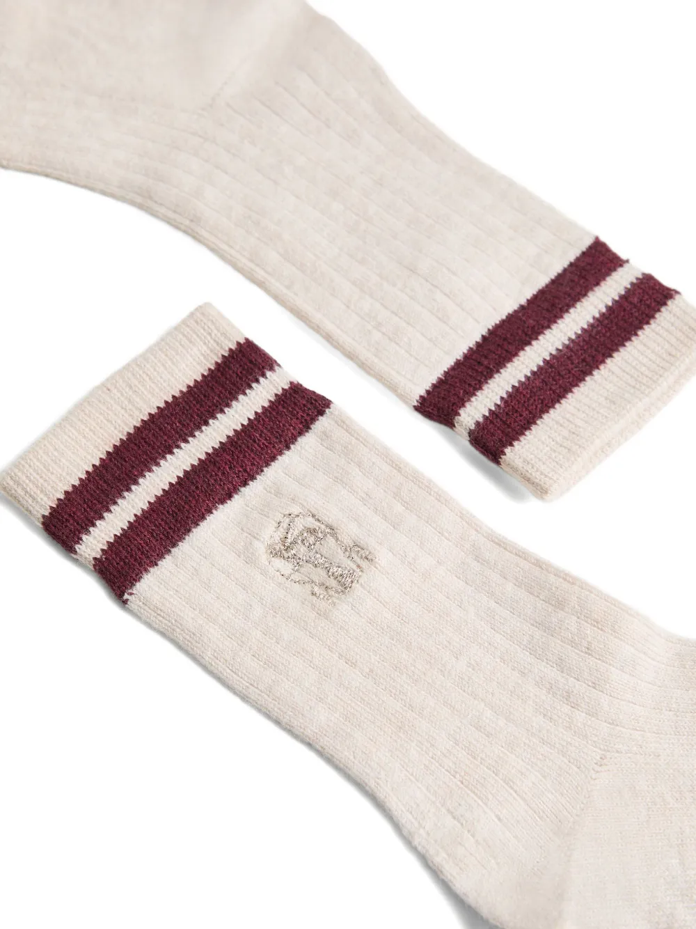 Brunello Cucinelli Kids logo-embroidered knit socks Beige