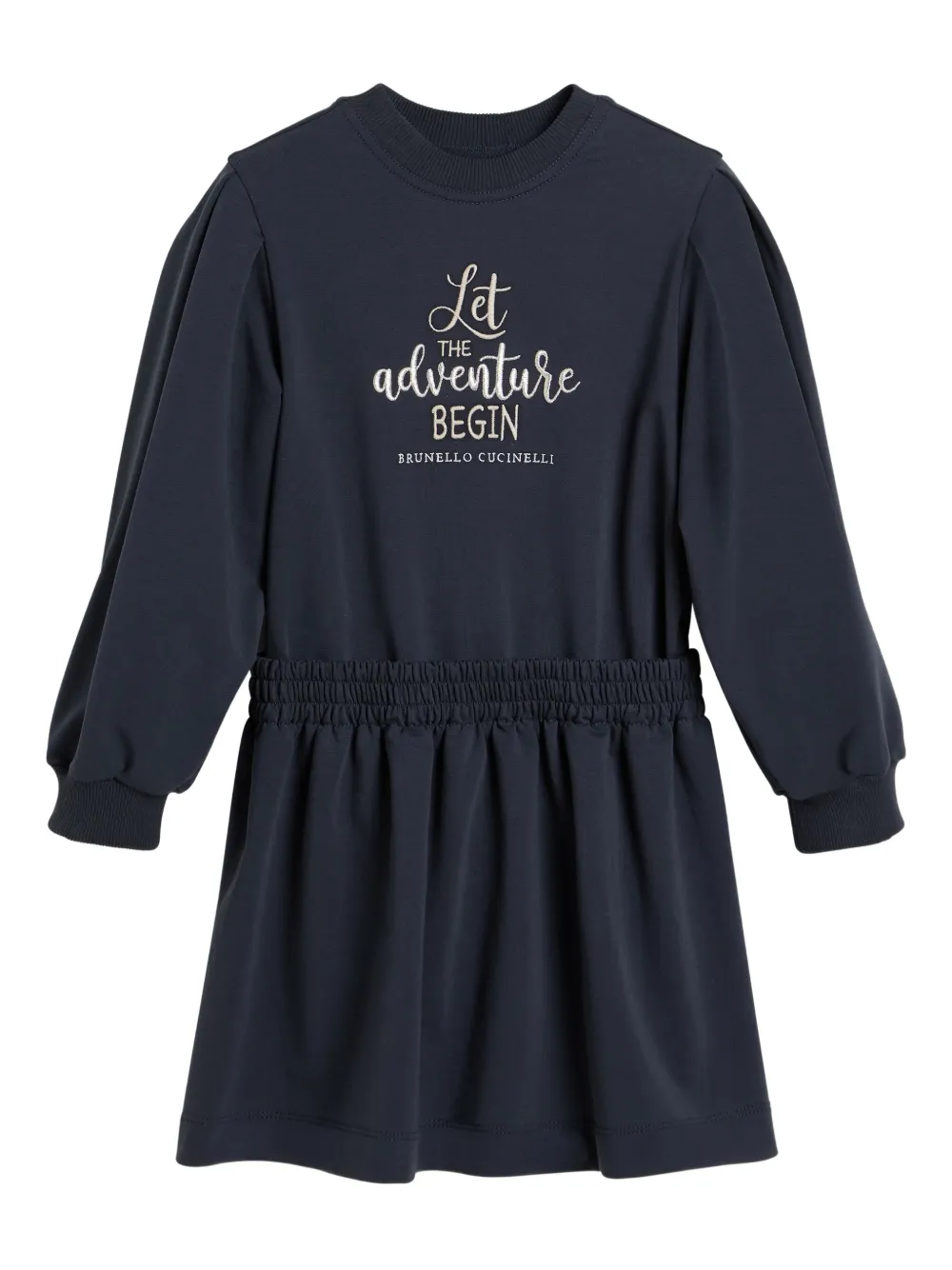 Brunello Cucinelli Kids ロゴ ミニワンピース - ブルー Brunello Cucinelli Kids ロゴ ミニワンピース - ブルー