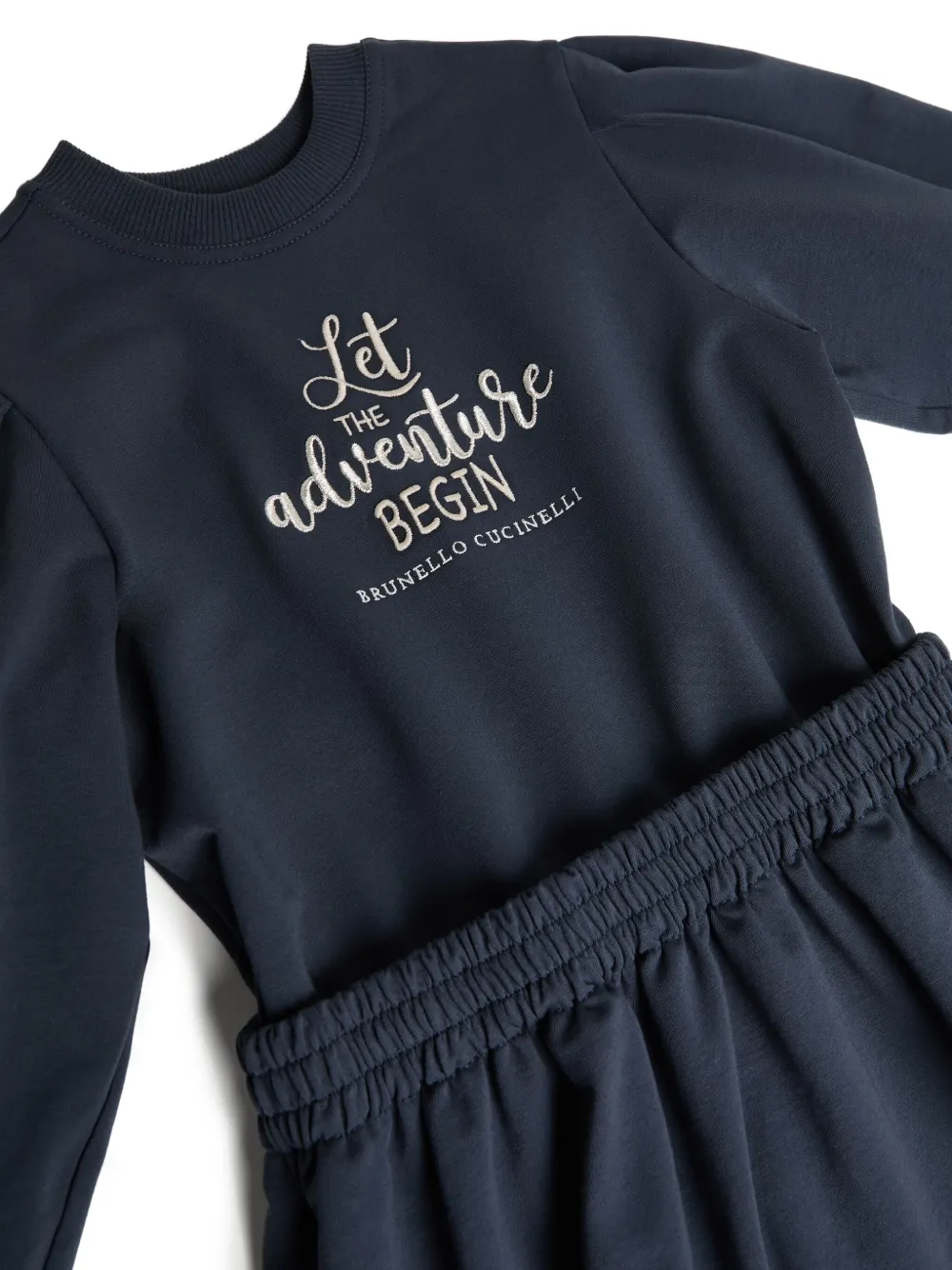 Brunello Cucinelli Kids Mini-jurk met geborduurd logo Blauw