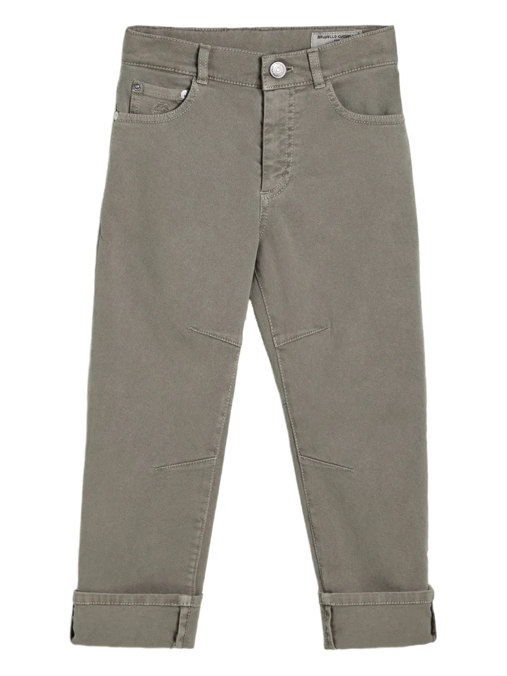 Brunello Cucinelli Kids logo-patch jeans Groen