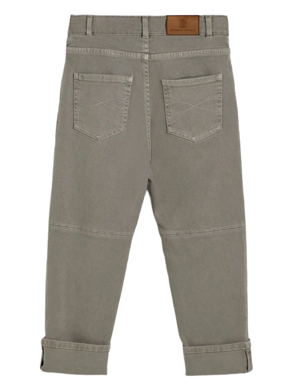 Brunello Cucinelli Kids logo-patch jeans Groen