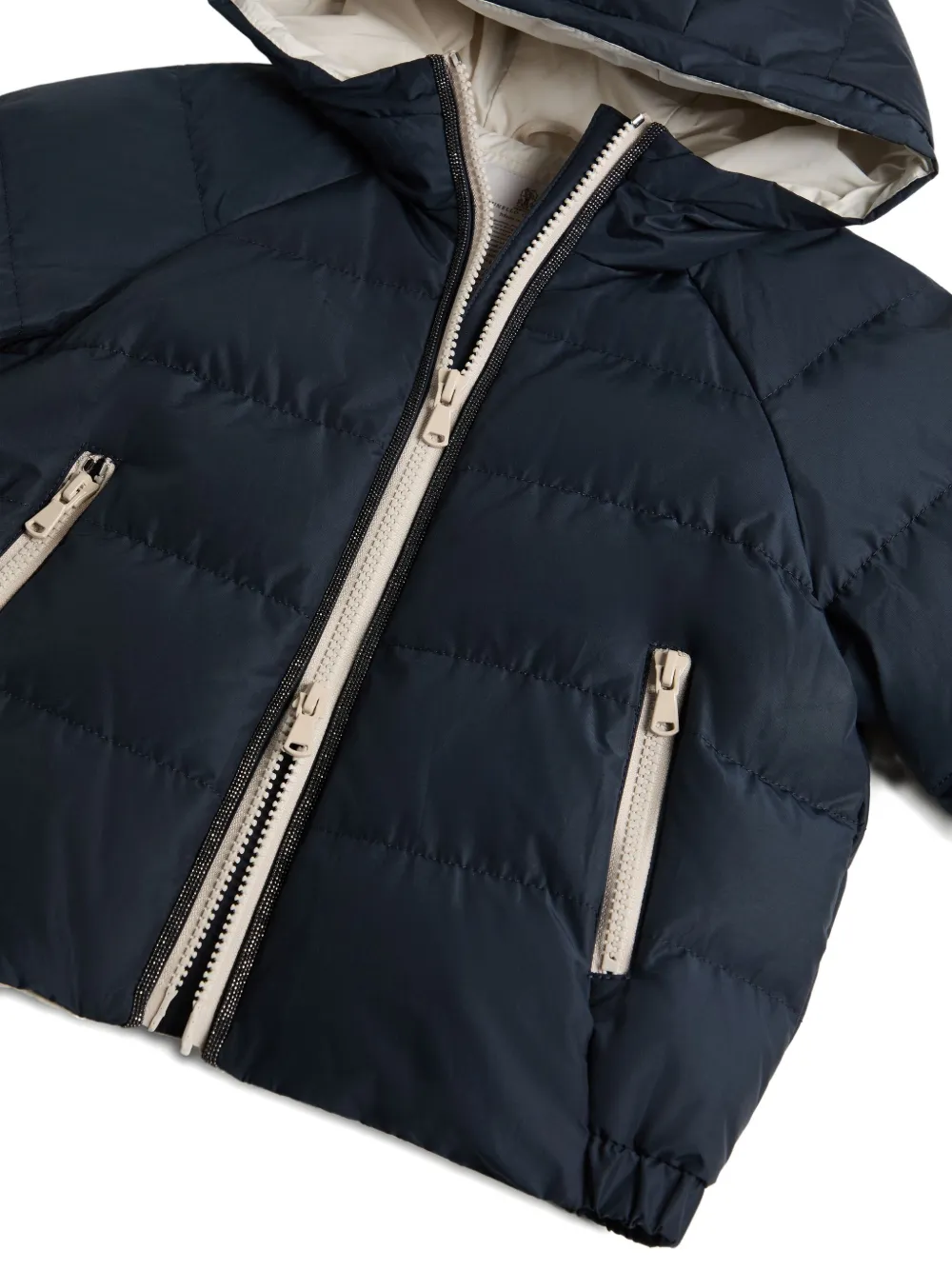 Brunello Cucinelli Kids water-resistant puffer jacket Blauw
