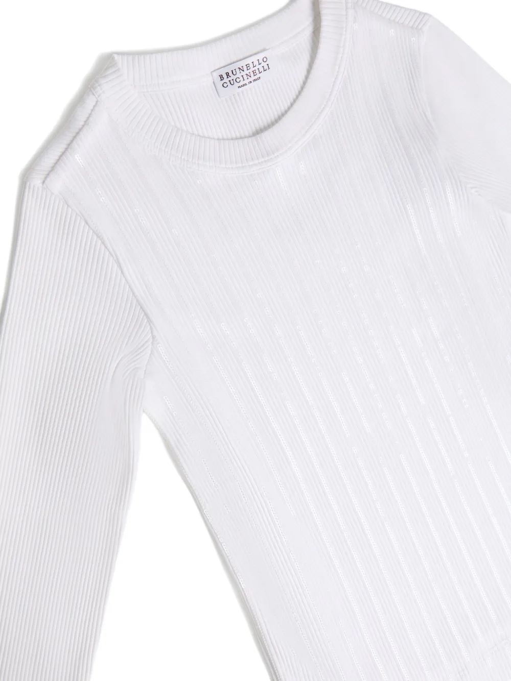 Brunello Cucinelli Kids Ribgebreid T-shirt Wit