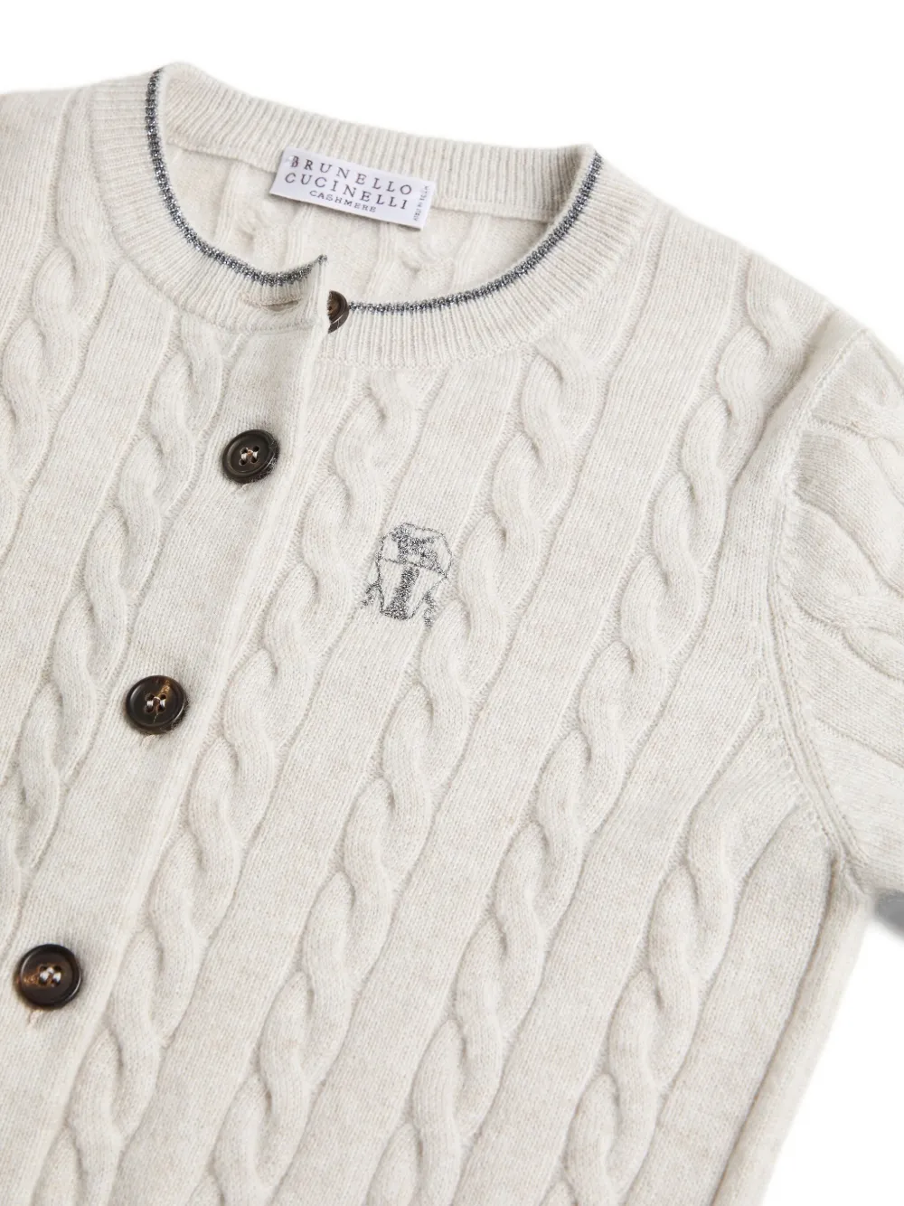 Brunello Cucinelli Kids cable-knit cardigan Grijs