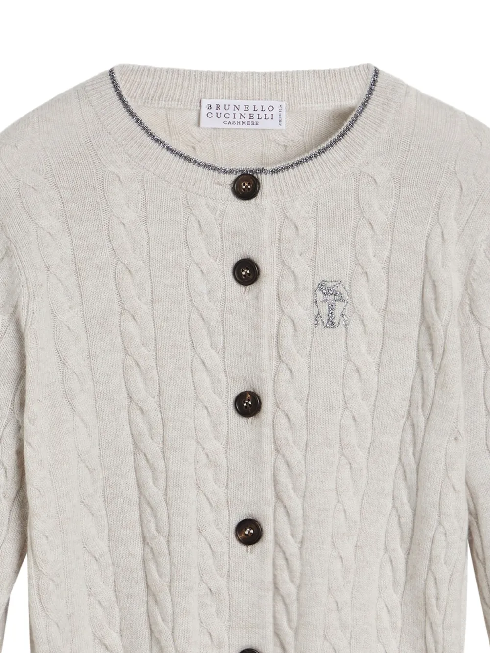 Brunello Cucinelli Kids cable-knit cardigan Grijs