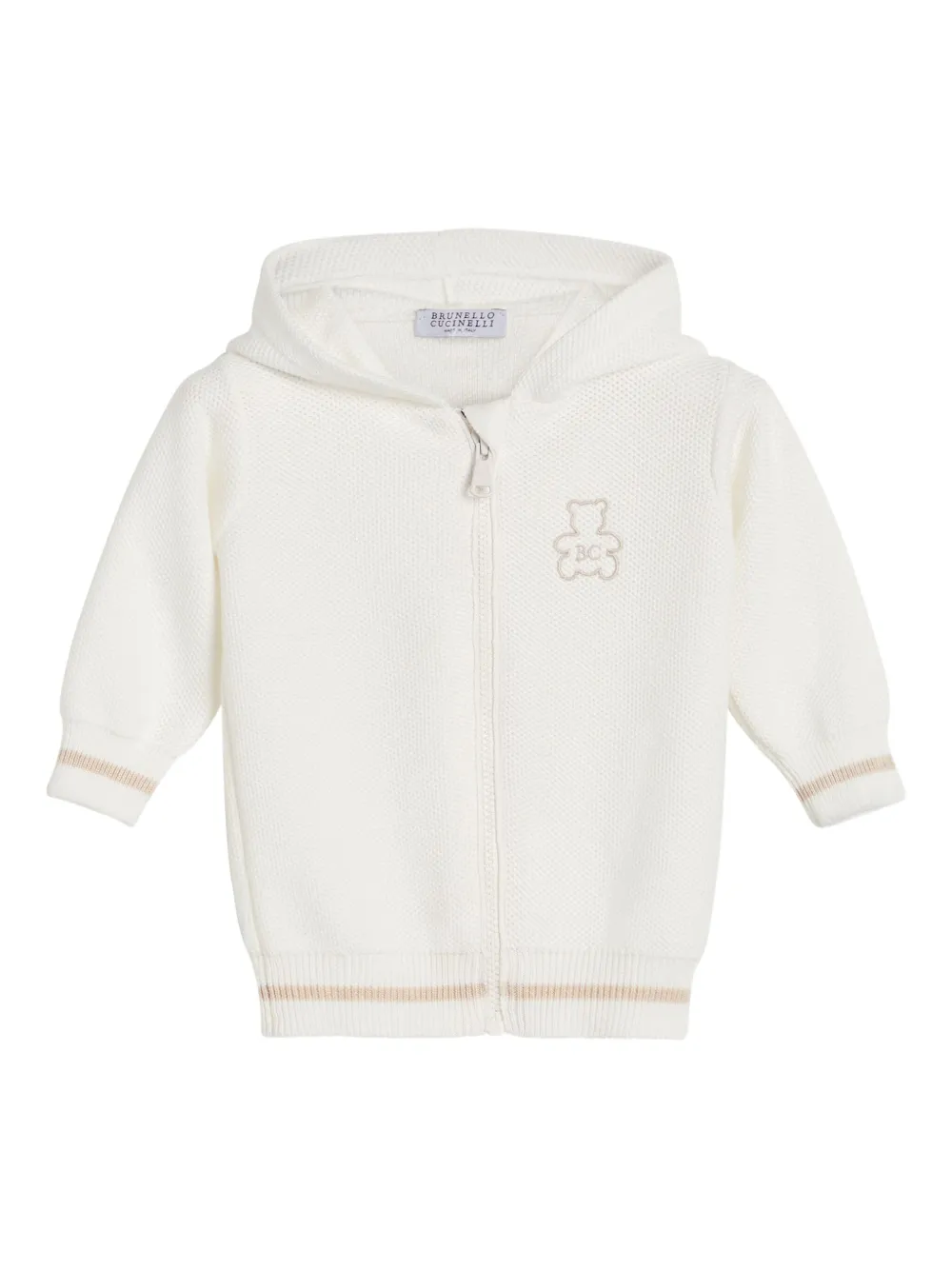 Brunello Cucinelli Kids hooded zip-up sweatshirt Wit