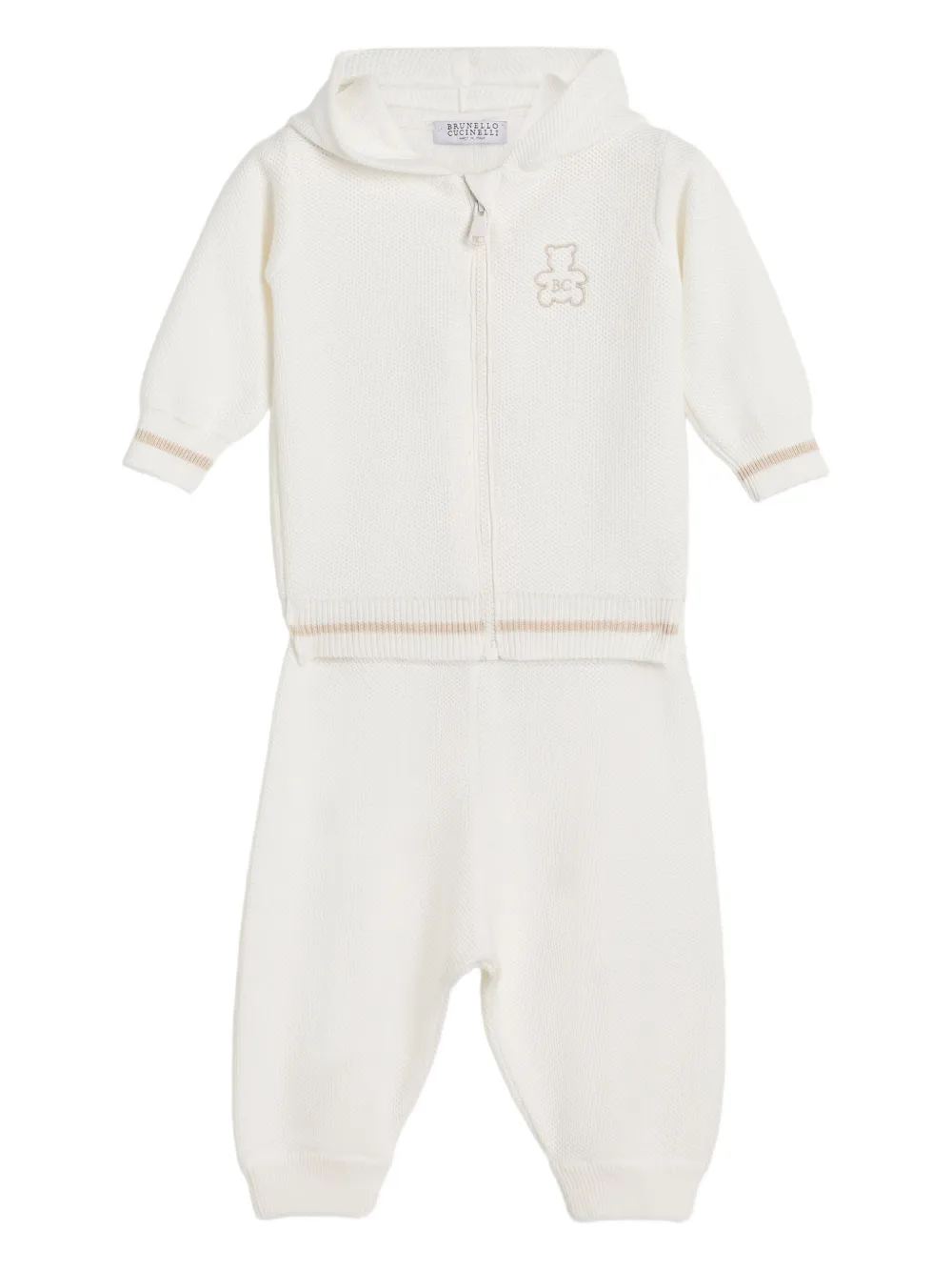 Brunello Cucinelli Kids hooded zip-up sweatshirt Wit