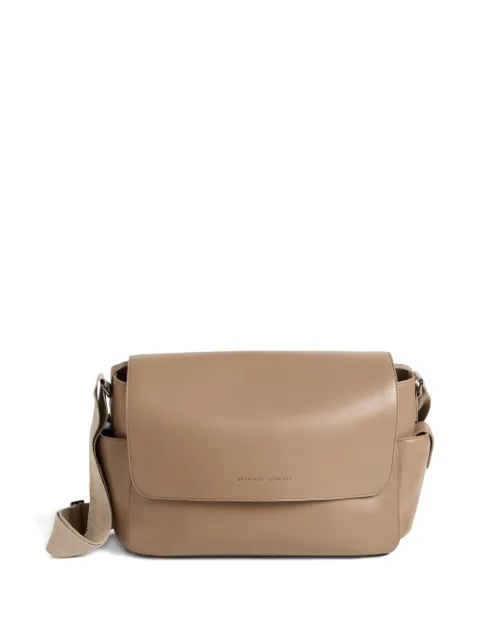 Brunello Cucinelli Kids شنطة حفاضات جلد بنقش شعار الماركة