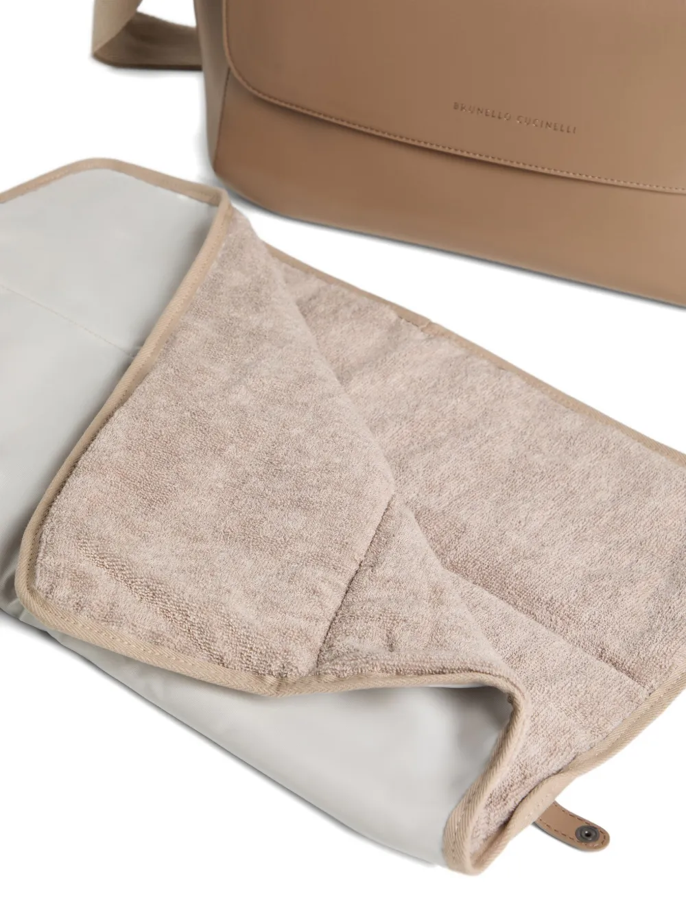 Brunello Cucinelli Kids logo-debossed leather changing bag Bruin