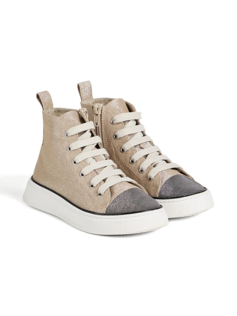 Brunello Cucinelli Kids glitter-detailing sneakers Beige