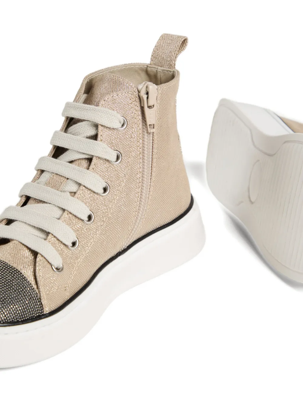 Brunello Cucinelli Kids glitter-detailing sneakers Beige