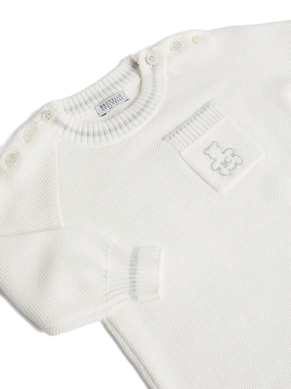 Brunello Cucinelli Embroidered-logo Romper In White