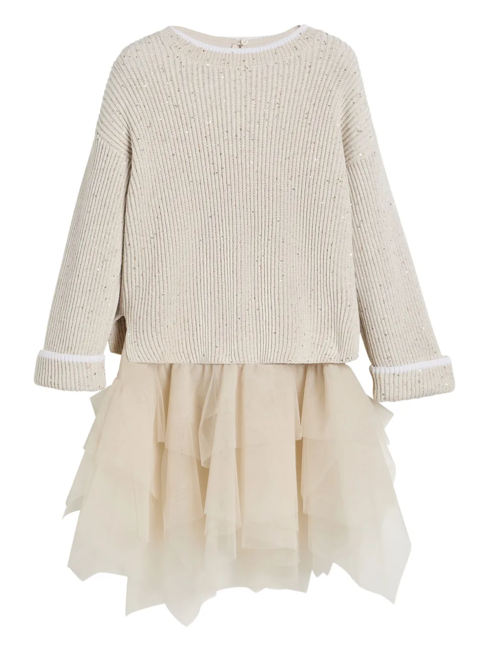 Brunello Cucinelli Kids knitted layered dress Beige