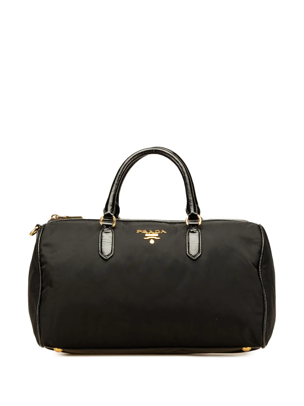 Prada Pre-Owned 2000-2025 Vernice Trimmed Tessuto boston bag | Black | Image 1