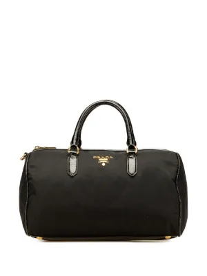 バッグ 00s prada archive pocketable boston bag Prada Pre-Owned 2000-2025 Vernice Trimmed Tessuto Boston Bag