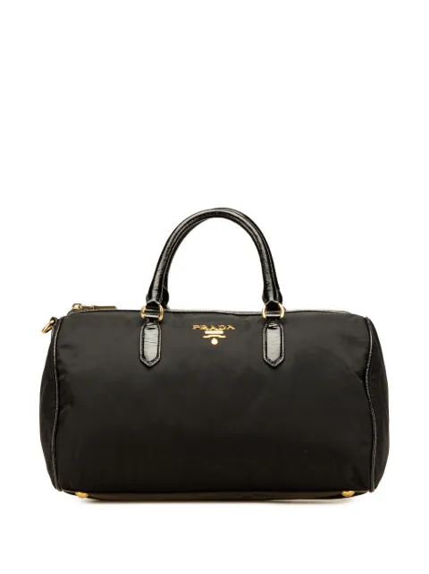 Prada Pre-Owned 2000-2025 Vernice Trimmed Tessuto boston bag