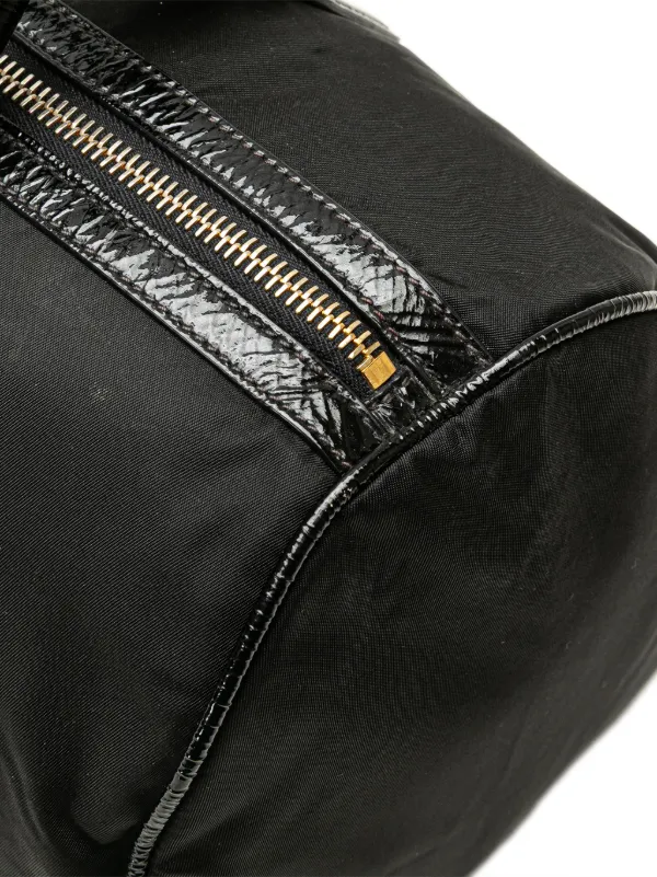 Prada Pre-Owned 2000-2025 Vernice Trimmed Tessuto Boston Bag