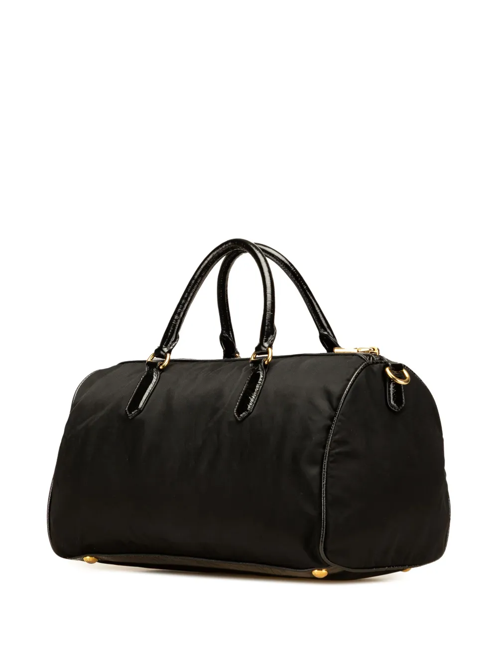 Prada Pre-Owned 2000-2025 Vernice Trimmed Tessuto Boston Bag