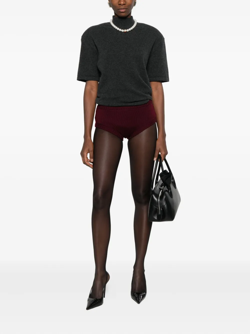 Rowen Rose Knitted Shorts In Red