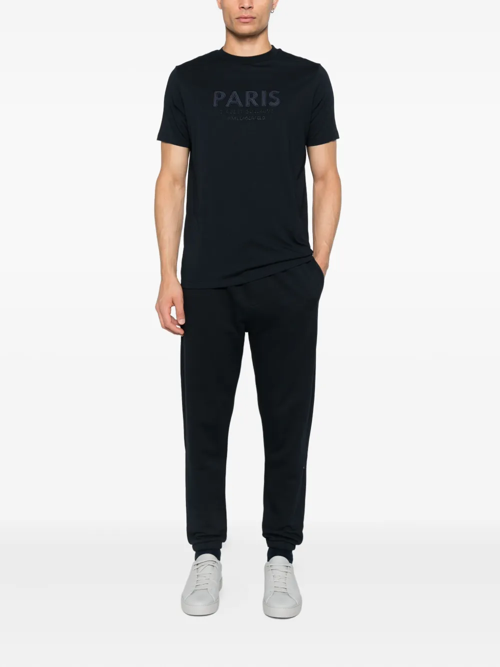 Karl Lagerfeld Katoenen T-shirt met borduurwerk - Blauw