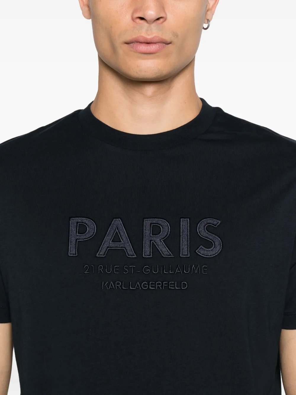 Karl Lagerfeld Katoenen T-shirt met borduurwerk Blauw