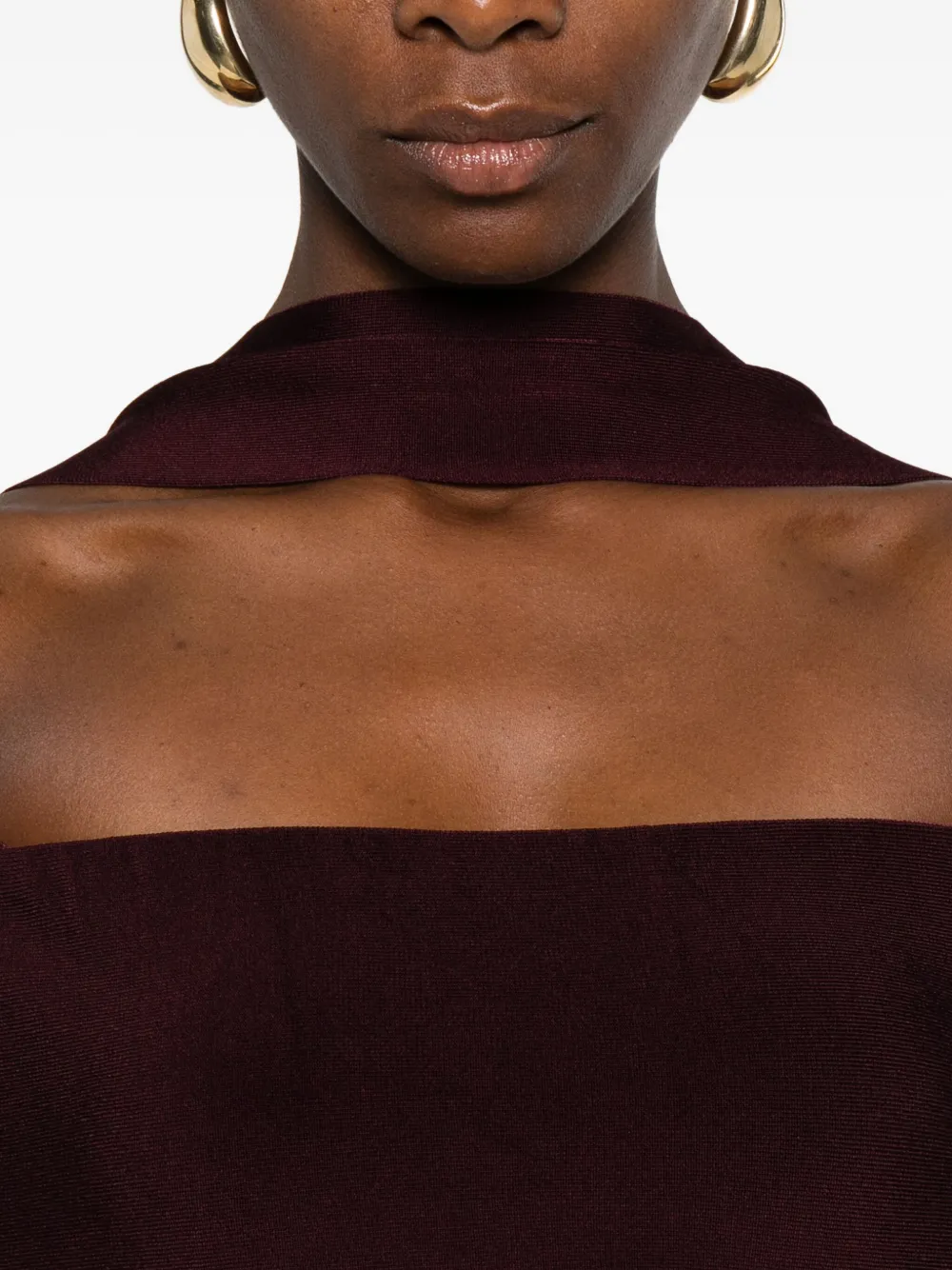 Roland Mouret Jurk met halternek en ruches Rood