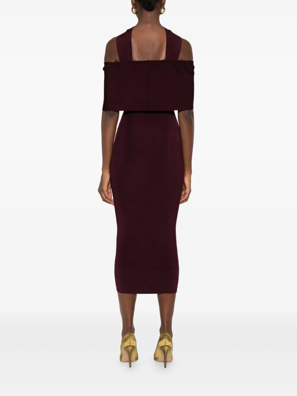 Roland Mouret Jurk met halternek en ruches Rood