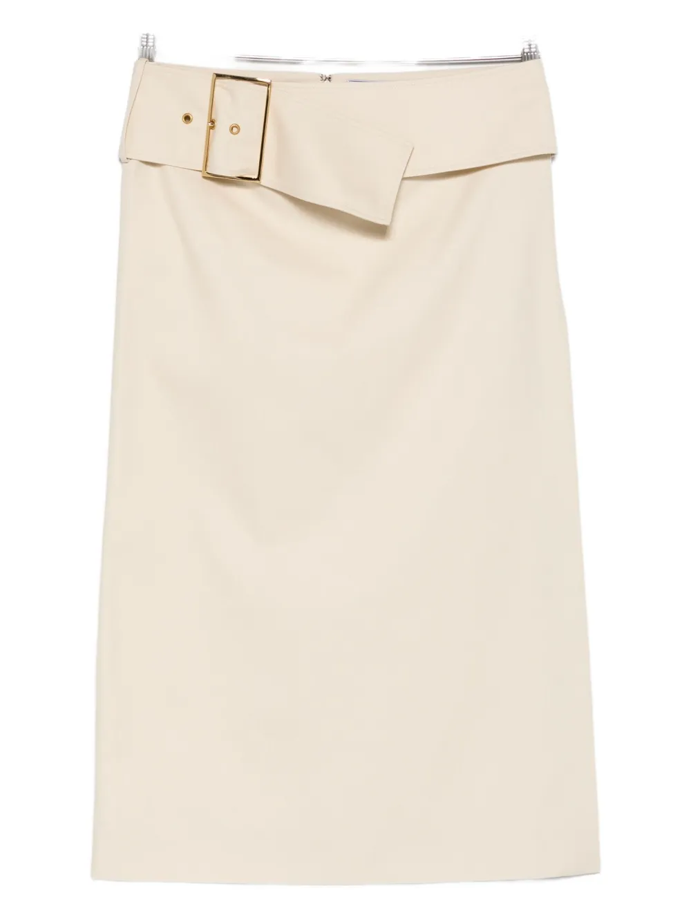 Rowen Rose Buckle Midi Skirt In Neutral