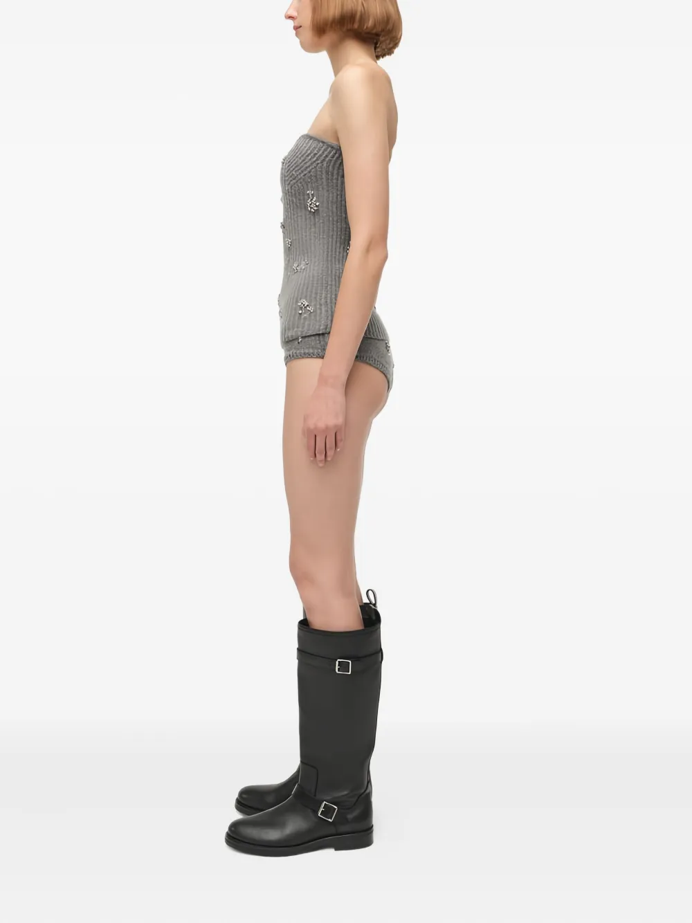 Simkhai Georgie Embellished Shorts In Gray