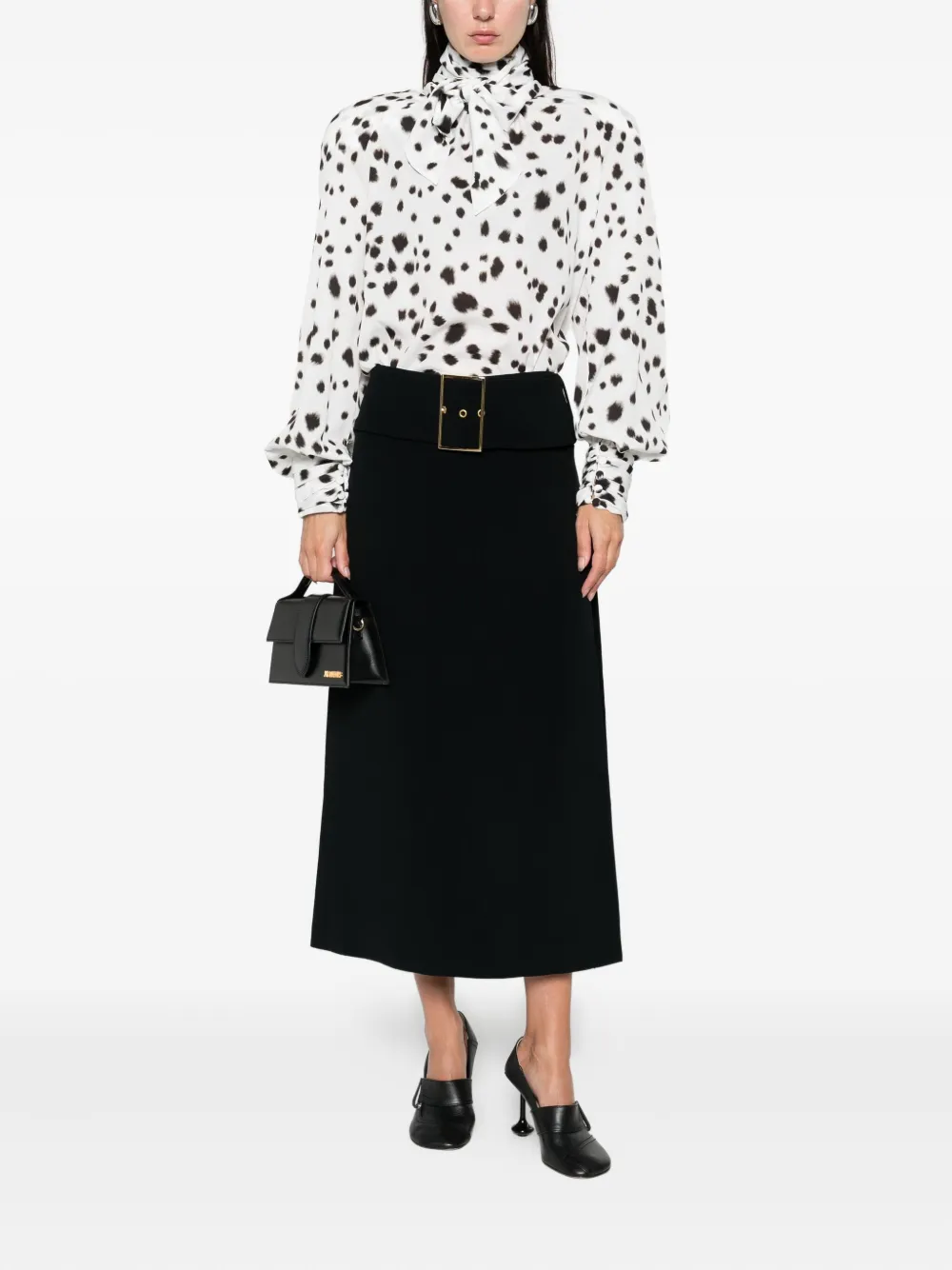 Rowen Rose Buckle Mini Skirt In Black